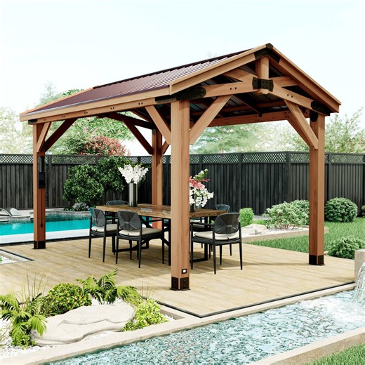 Backyard Discovery Norwood Cedar Gazebo with PowerPort, Choose Size - Samsclub.com