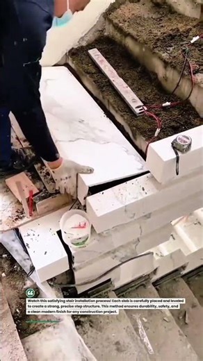 Perfect Stair Installation Process! #construction #DIY #tiling #shorts #homeimprovement