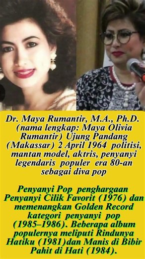Maya Olivia Rumantir model, aktris, penyanyi legendaris, dan politisi #pasanganartis #era80an