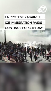 68K views · 773 reactions | Tensions in Los Angeles have flared up again as law enforcement officers clashed with crowds for a fourth day. The demonstrations first started after immigration authorities conducted a series of sweeps, arresting more than 100 people on Friday. LAPD's chief says most of the protests in the city have been peaceful. He called the scattered violence "disgusting." https://abc7news.com/16696165/ | ABC7 News | Facebook