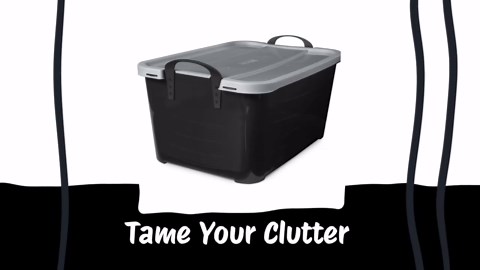 Life Story 55 Qt Stackable Storage Bin, Heavy Duty Lidded Container, Black/Gray, 6 Pack