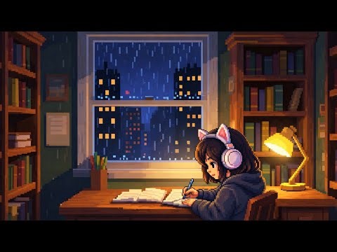 Late Night Library Lofi | Study, Focus, Chill Beats | Rainy Night Instrumental