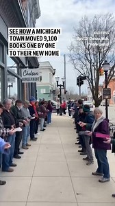 5.2M views · 64K reactions | Residents of all ages in a small Michigan community helped a local bookshop move each of its 9,100 books — one by one — to a new storefront about a block away. | AP | Facebook