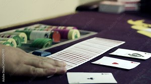 Fanning cards in two hands, showing, then replacing.