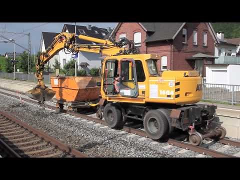Atlas 1604 ZW Zweiwegebagger mit Greifer und Container im Gleisbau (HD)
