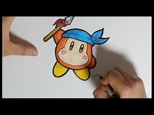 How to draw Bandana Waddle Dee from Kirby Star Allies ( Time-Lapse Drawing )