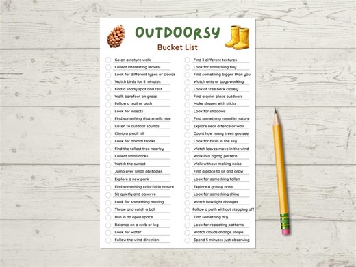 Outdoor Bucket List Ideas for Kids, Fun Nature Activity Checklist - Etsy