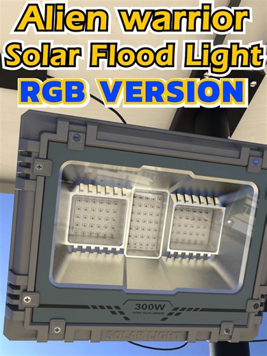 SUNC Solar Floodlight:Primary or RGB Version (60W-800W).Equipped with monocrystalline solar panel, RGB music rhythm function, Bluetooth connection to mobile phone, Can be mounted on the wall and pole, 27/4 light your way!#solarfactorychina #rgb #rgblights #outdoorlighting