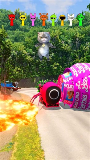 squid game & spider man & Crazy Frog & Gummy bear & McQueen VS Bollard barbie in BeamNG.Drive
