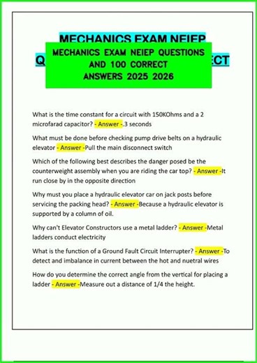 MECHANICS EXAM NEIEP QUESTIONS AND 100 CORRECT ANSWERS 2025 2026 video