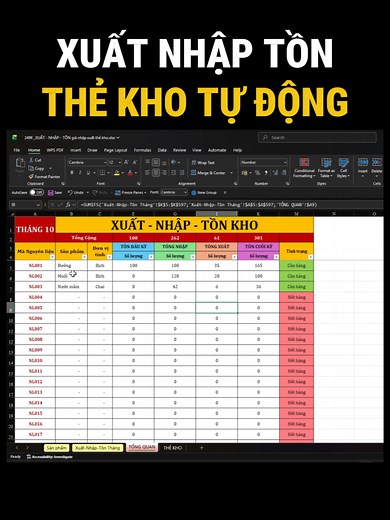 Thẻ kho tự động cho quản lý xuất nhập tồn