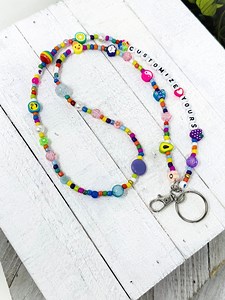 Custom Beaded Badge ID Lanyards | Phone Lanyards - Etsy