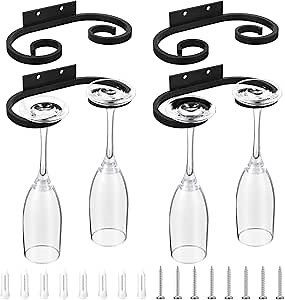Amazon.com: Wenqik 4 Pcs Wall Mounted Wine Glass Rack Stemware Glasses Holder Metal Black Wire Wine Cup Hanger Holder for Stemware Storage Organizer Bar Kitchen (6.77 Inch) : Home & Kitchen