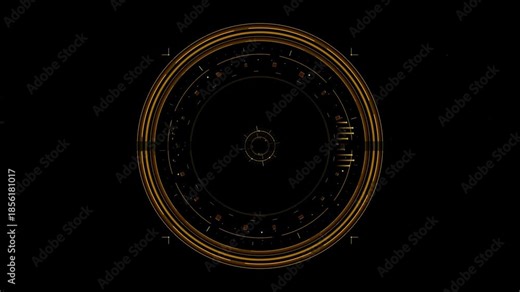 Sci fi hud design elements for video production with a circular layout and technology displays