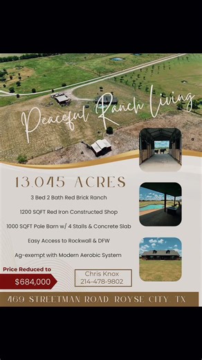 💎 Diamond in the rough. The bones of this property are good, just need you to tweak it to make it great! 13.45 acres including home, pool, barn with 4 stalls & shop. Conveniently located between Rockwall & Royse City. Call me, I’ll meet you there today. Chris Knox 214-478-9802 #rockwalltx #roysecitytx #diamondintherough #fixerupper #landforsale
