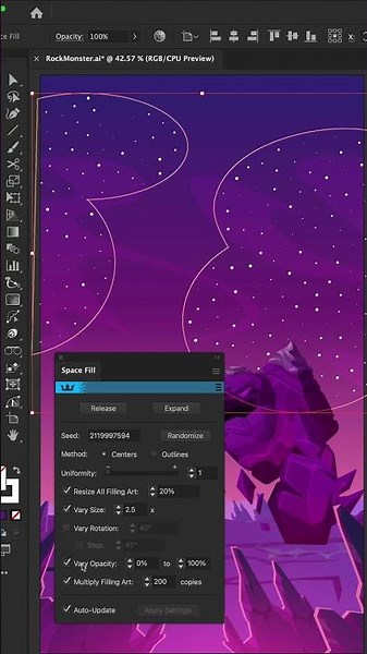 Fill your shapes with the magic of a starry night using Space Fill in Illustrator!