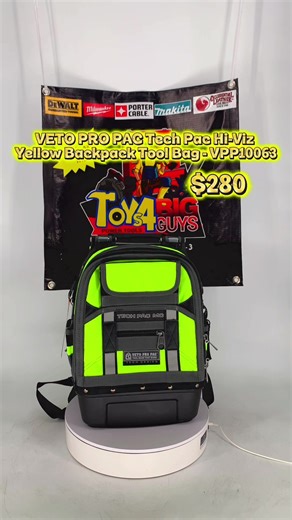 VETO PRO PAC Tech Pac Hi-Viz Yellow Backpack Tool Bag - VPP10063 $280 #vetopropac #toolpouch #hivisyellow #toolbackpack #toysforbigguyspowertools @juanramirez2808 @Ramírez