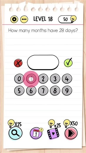 How many months have 28 days Brain Test Level 18