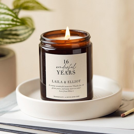 Personalised 16th Anniversary Candle: Soy Wax Scented Candle - Etsy
