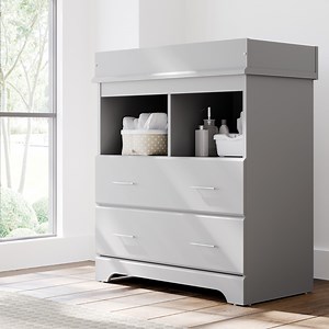 Storkcraft Brookside 2 Drawer Infant Changing Table Dresser, Pebble Gray