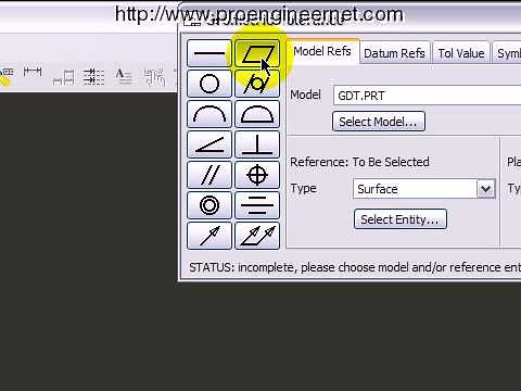 Inserting a Geometric Dimension & Tolerance in Pro/ENGINEER Wildfire 3.0