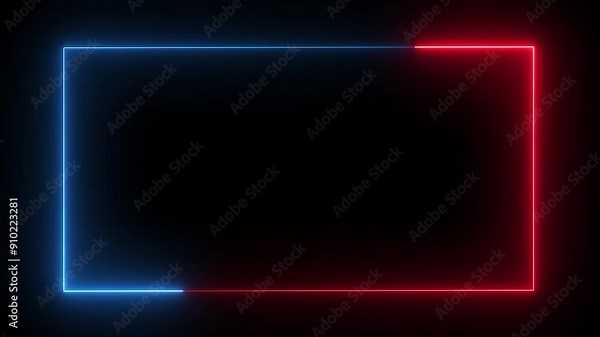 neon border frame, blue red glowing border, rectangle, square, frame, black screen frame, border black screen, glowing frame, glowing border