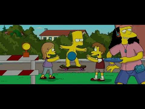 The Simpsons Movie - Bart skating naked scene (Slowed)