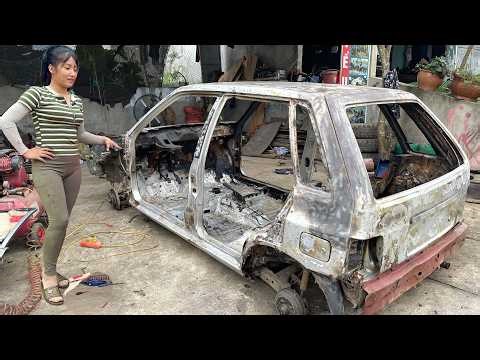 Repairing the burnt-out old KIA car, assembling and finishing it. (Genius Girl)