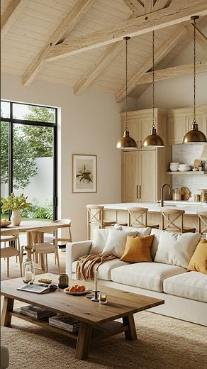 Rustic Elegance: Your Dream Farmhouse Living & Dining Space Awaits! #FarmhouseStyle #CozyLiving