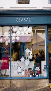 Our window displays are a frozen moment, recreating a flurry of snow with carefully crafted paper snowflakes ❄️❄️❄️ | Seasalt Cornwall