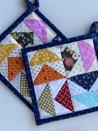 Set of Two Patchwork Potholders Hot Pads Trivets Pastels - Etsy