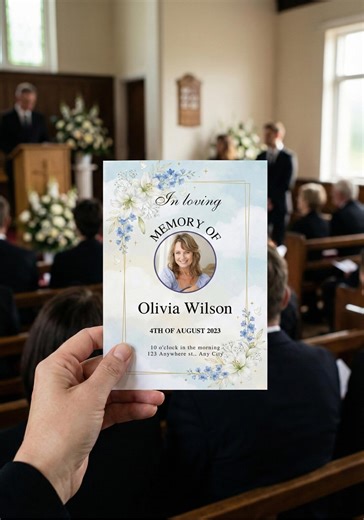 White Memorial Invitation Funeral Card - Editable Celebration of Life Template - Digital Download Design - Etsy