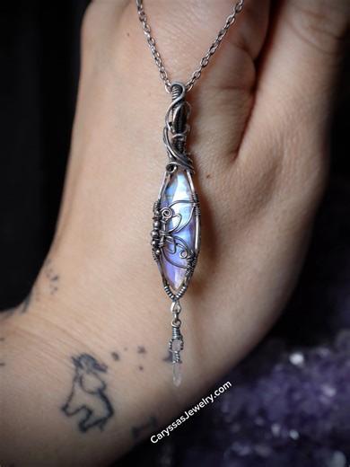 Creations By Caryssa - Artisan Jewelry | Ahhh I love a bright flashy Moonstone! 🩵✨ This one is has been rose cut so it looks “faceted” and really makes the flash sparkle and shine... | Instagram