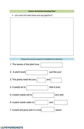 Growing plant worksheet