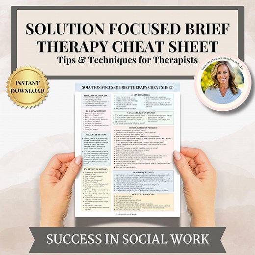 Solution-focused Brief Therapy Cheat Sheet | SFBT Therapist Guide | Instant Download | Therapy Questions, Tips & Techniques for Therapists - Etsy