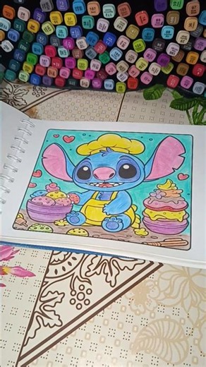 Stitch com sobremesas é tão fofo! 💙🍦 Colorido com carinho! 🎨