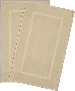 Cotton Paradise 100% Cotton Bath Mats for Bathroom Floor Set of 2 Pack, 20x34 Soft Absorbent Washable Quick Dry Tub Bathmat, Beige Towel Bath Mat