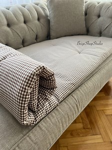 Brown Plaid Sofa Pad Cover: Cotton Pet Furniture Protector, Sofa Topper Covering for Pets - Etsy