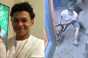 The moment a teen is pulled out of a store and fatally stabbed