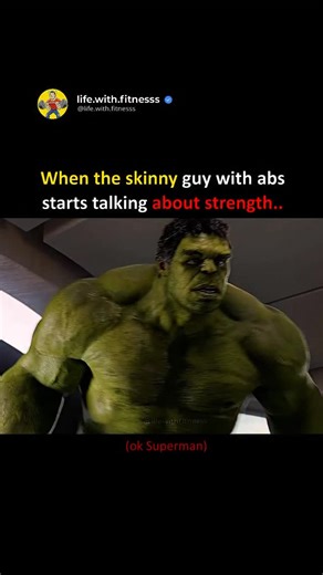 Fitness | gym memes | Skinny guy with abs saying he’s strong… okay Superman 💀 * * * #GymHumor #GymReels #GymMemes #FitnessFun #GymLife #StrengthVsAbs... | Instagram