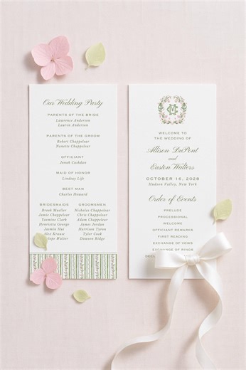 Wedding Program Template, Watercolor Floral Design, Double Sided Ceremony Program, Editable in Canva, Blush Pink and Green Florals, Floral3 - Etsy