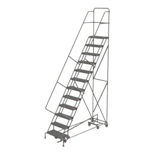 Tri-Arc 12-Step All-Direction 50-Degree Slope Rolling Safety Ladder with Serrated Tread and 24" Step Width KDAD112242 - 450 lb. Capacity