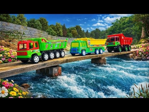 Amazing Toy Trucks 🚜River💦 Crossing Scene