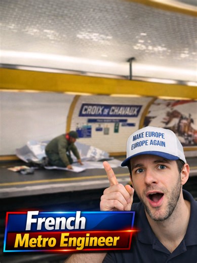 What type of elite transit-media infrastructure engineers are these? This is “live metro surface rebranding operations” at its absolute peak! In France, this dedicated field technician is fully committed to replacing a station advertisement with hands-on precision, using every ounce of balance and determination to complete the assignment. As with many top-tier operators, comfort clearly comes second to mission success, with his nearby resting quarters ensuring maximum response speed for future t