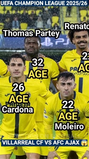 Villarreal CF squad Vs AFC Ajax | UEFA Champions League 2025/26 😱 | Football Players Current Age 🔥