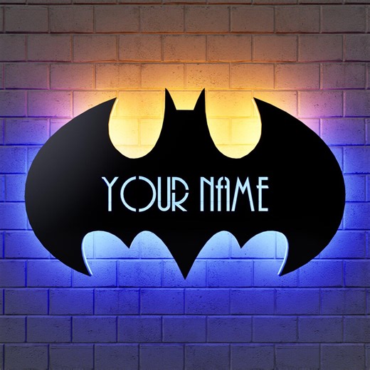 Custom Bat LED Wall Decor: Personalized Man Cave Sign - Etsy