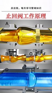 常用止回阀工作原理，哪种好用？a，轴流止回阀 bc，旋启式止回阀 d，双板止回阀#止回阀 #单向阀 #止逆阀 #逆止阀 #管道