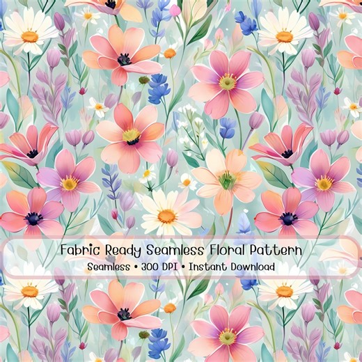 Pastel Floral Seamless Pattern Clip Art for Textile Design & Surface Pattern Print – Commercial Use - Etsy