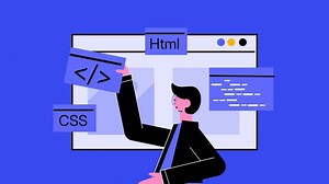 Animation concept of website development and programming