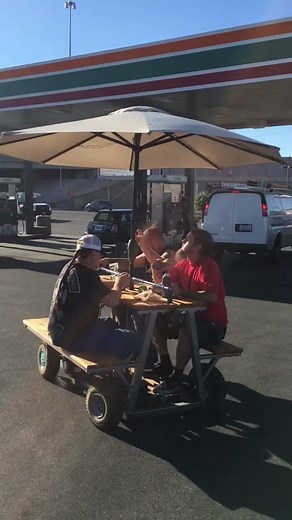 I found a #video of when I first bought the #motorized #picnic #table, but of course I had to #fix it make it #bigger and #better ,we have the #technology ,we made it #badass. @counts_kustoms @therocknroli #countskustoms Roli didn’t help hes just #ridingsolo lol
